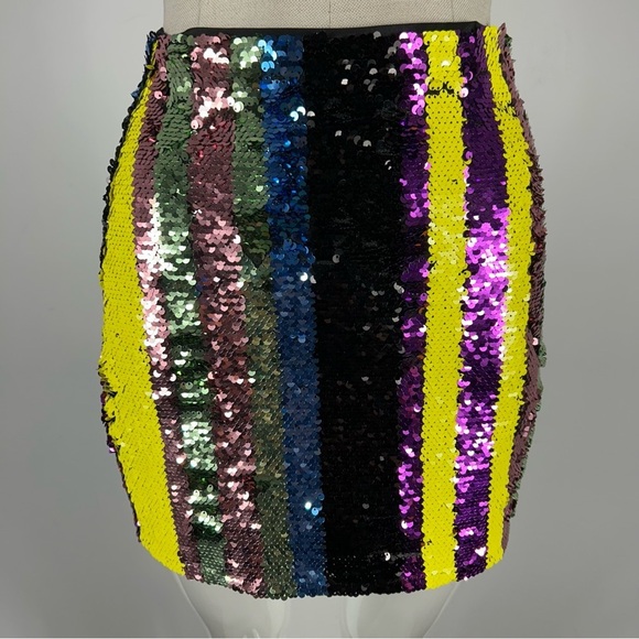 DO+BE Sequin Striped Mini Skirt - Multicolor S - Picture 1 of 8